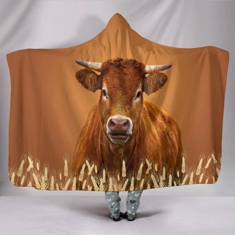 Brown Cow Pattern Print Hooded Blanket