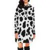 cow skin pattern hoodie dress