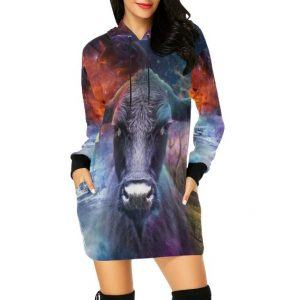 cow fantasy hoodie dress for cow lovers