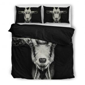 Black and White Goat Face Bedding Set Black