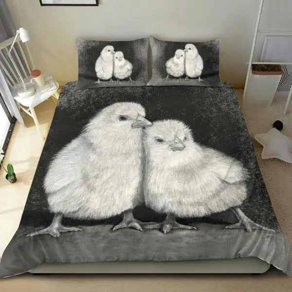 Black and White Pair of Chicks Bedding Set