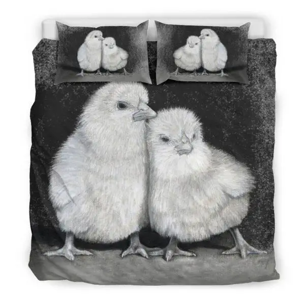 Black and White Pair of Chicks Bedding Set King
