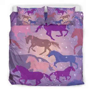 Colorful Horse Silhouette Bedding Set King