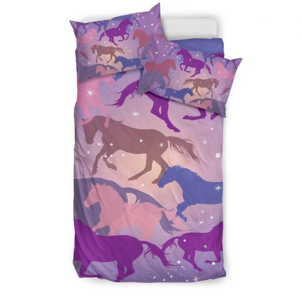 Colorful Horse Silhouette Bedding Set Twin