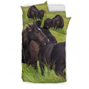 Couple of Horses on the Pasture Bedding Set Twin
