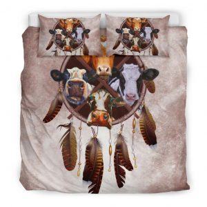Cow and dreamcatcher bedding set king