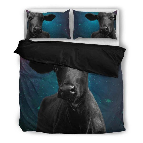 Cow in Galaxy Bedding set black