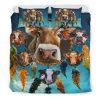 Cows and Dreamcatcher in Snow bedding set king