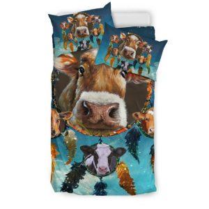 Cows and Dreamcatcher in Snow bedding set twin