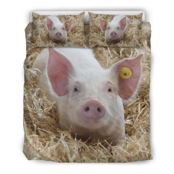 Cute Baby Pig in Grass Bedding Set Queen