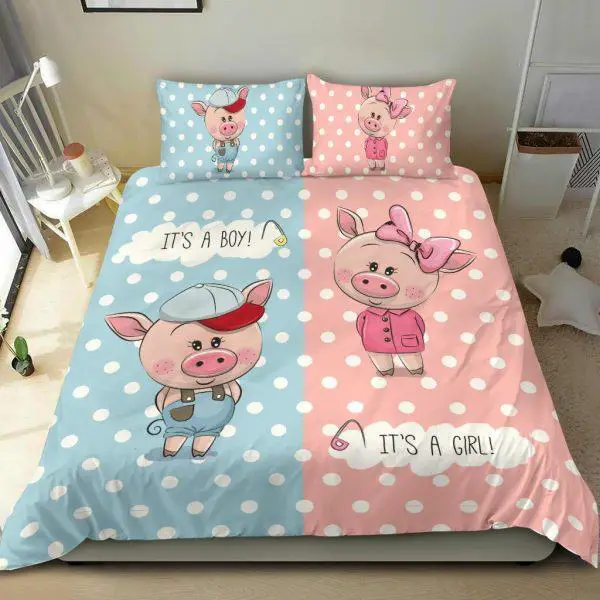 Cute Boy and Girl Pigs Bedding Set