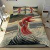 Drawing Rooster Face with Feather Bedding Set