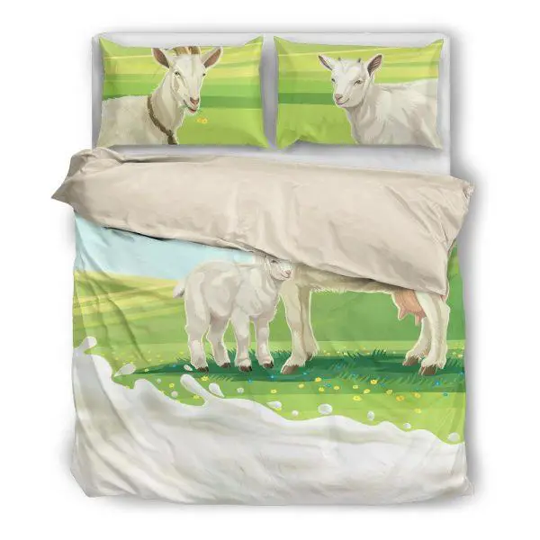 Mother and Baby Goat Bedding Set White