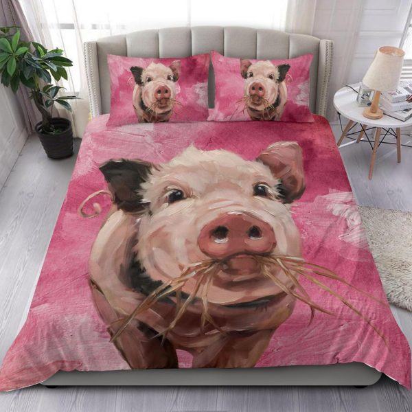 Painting Pig Eating Grass Bedding Set