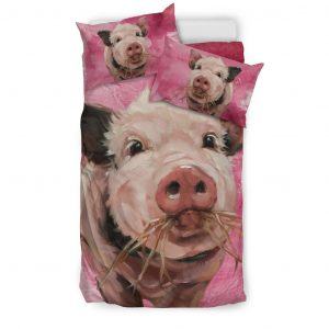 Painting Pig Eating Grass Bedding Set Twin