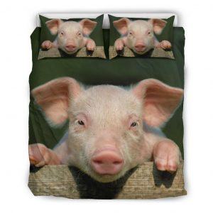 Realistic Pink Pig Face Bedding Set Queen