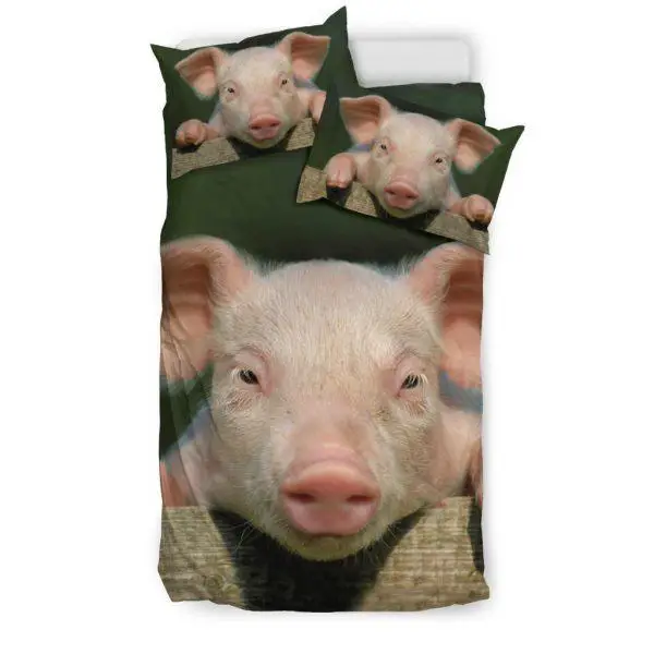 Realistic Pink Pig Face Bedding Set Twin