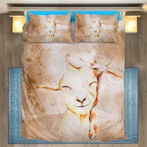 Stylized Drawing Mother and Baby Goats Bedding Set