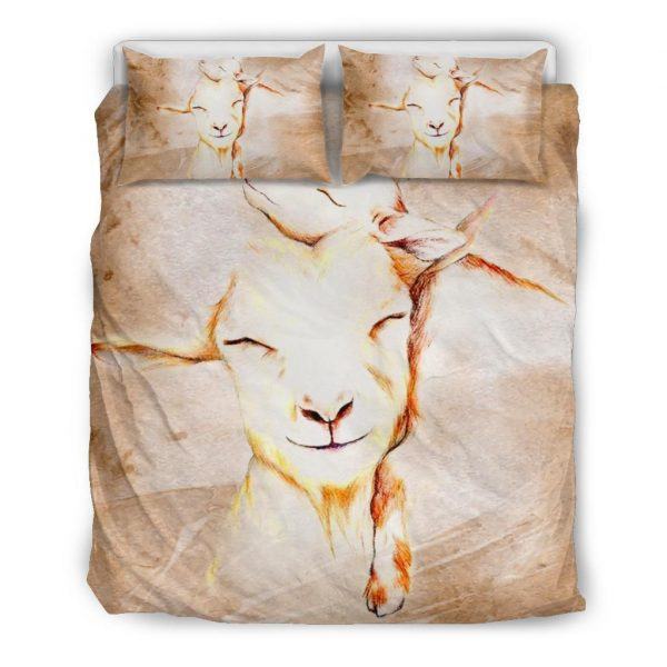 Stylized Drawing Mother and Baby Goats Bedding Set Queen