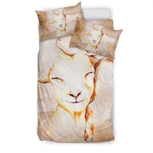 Stylized Drawing Mother and Baby Goats Bedding Set Twin