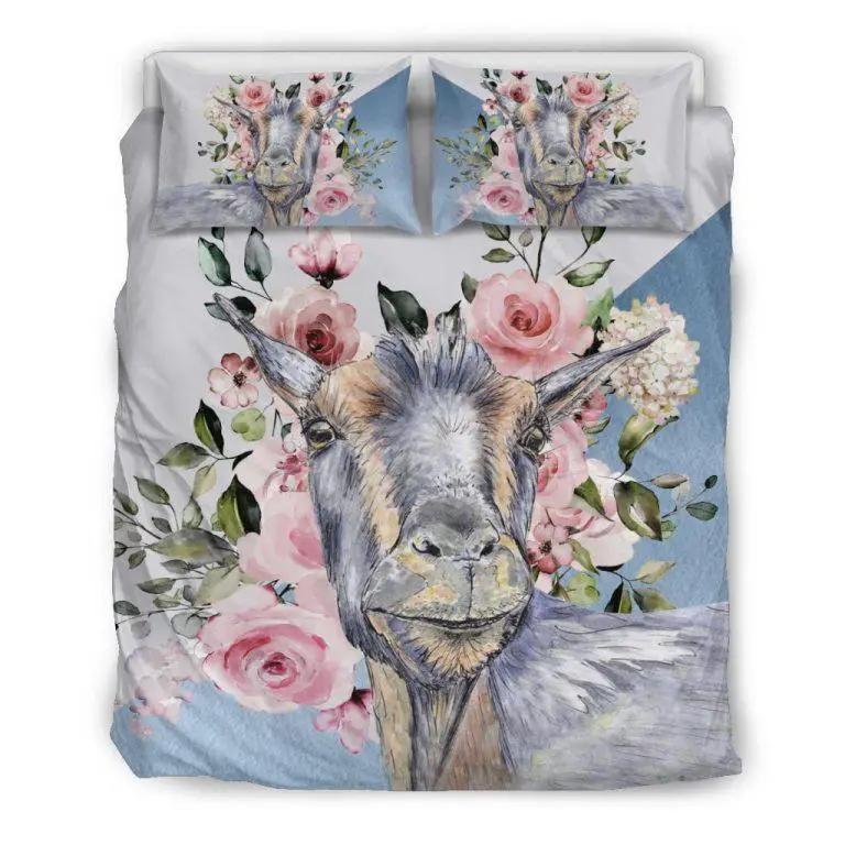 Super Cute Goat with Rose Bedding Set Sand Creek Farm