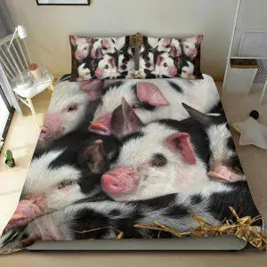 Swine of Black and White Pigs Bedding Set