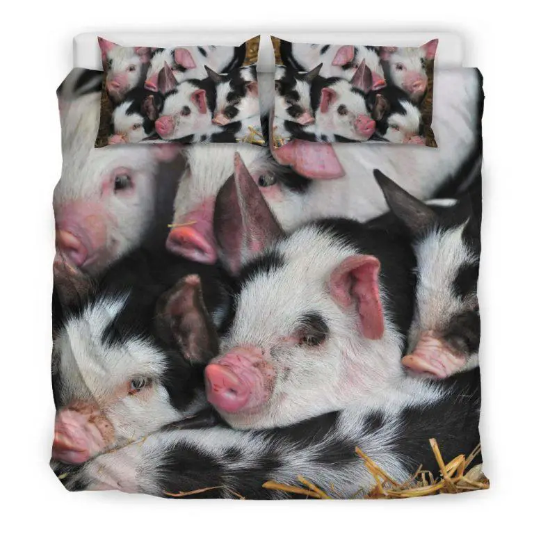 Swine of Black and White Pigs Bedding Set Sand Creek Farm