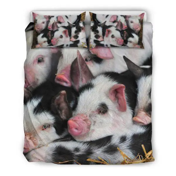 Swine of Black and White Pigs Bedding Set Queen