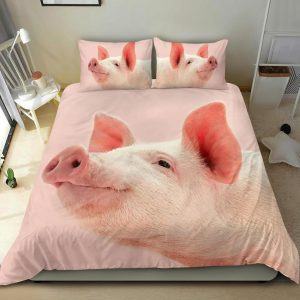 Zoom Pink Pig Face Look Up Bedding Set