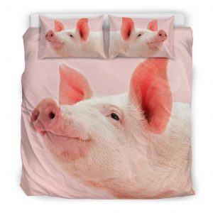 Zoom Pink Pig Face Look Up Bedding Set King