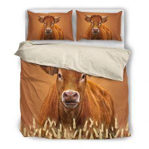 brown dairy cow bedding set