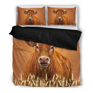 brown dairy cow bedding set black