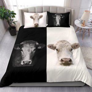 cow yin yang black and white bedding set