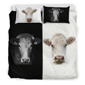 cow yin yang black and white bedding set king