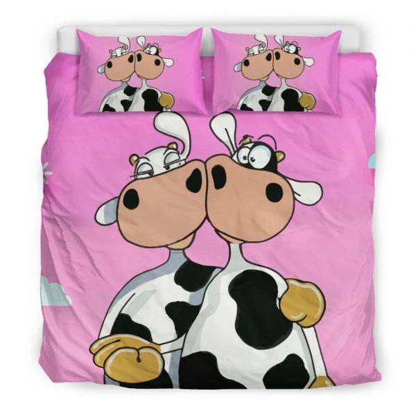 funny cute couple of cows bedding set king