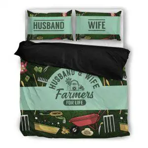 husband and wife farmer bedding set black
