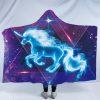 3D Unicorn in Galaxy Hooded Blanket