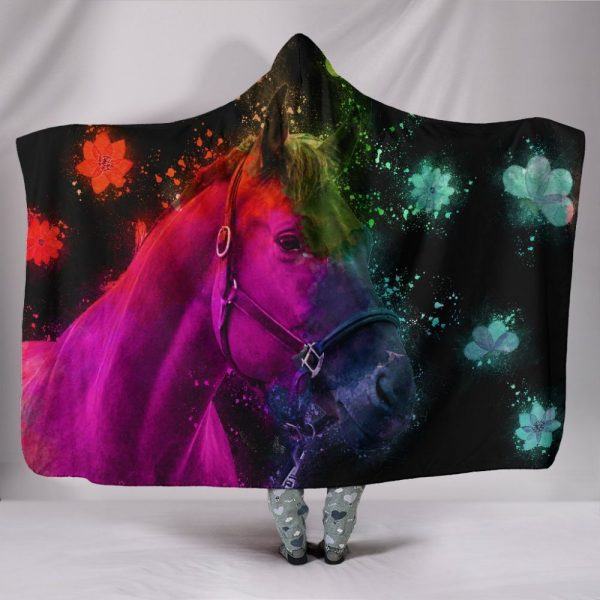 Beautiful Horse Painting Hooded Blanket