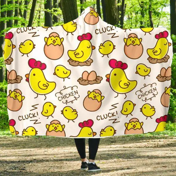 Cartoon Farm Chicken Hen Hooded Blanket