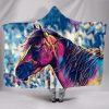 Colourful Painting Horse Head Hooded Blanket