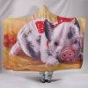 Realistic Pig Painting Hooded Blanket