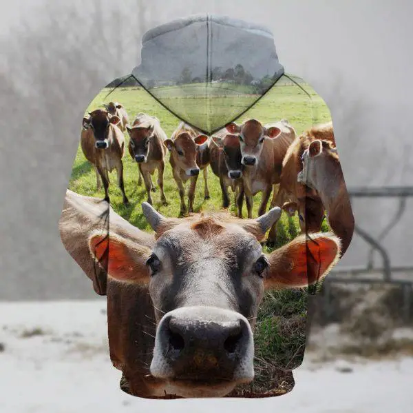 A Herd of Cattle 3D Hoodie Back