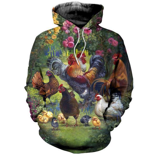 Flock of Chickens 3D Full Printed Hoodie - Sand Creek Farm