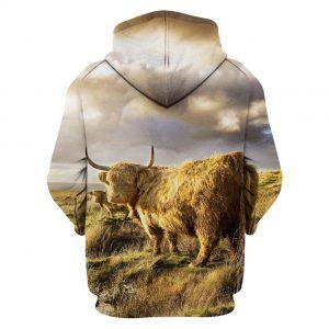 Highland Cattle in the Field 3D Hoodie back