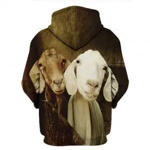 White and Brown Goats 3D Hoodie back