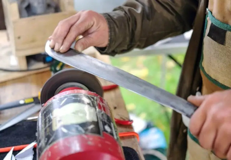 sharpen a machete by bench grinder