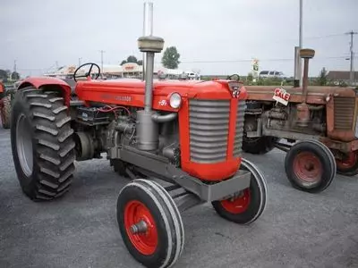 Red Tractor and Rusted Tractor