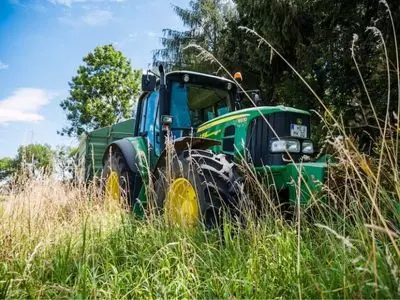 mahindra tractor in grass
